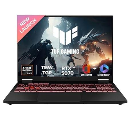 ASUS TUF A16,AMD Ryzen 9 8940HX, Gaming Laptop(RTX 5070-8GB/115W TGP/16GB/1TB /2.5K QHD+/16"/165Hz/90WHrs/Windows 11/M365 Basic (1Year)*/Office Home 2024/Jaeger Gray/2.2 Kg) FA608PP-QT014WS
